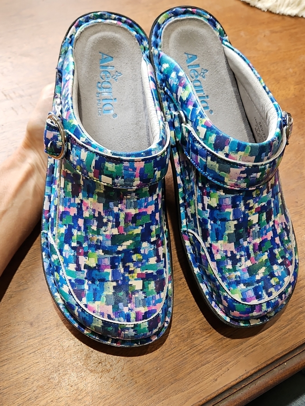 Alegria Blue Multi-Print Clog Mule